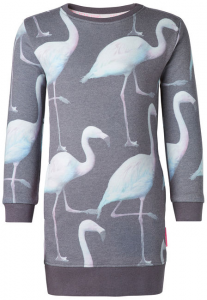 Meisjes peuter jurkjes noppies flamingo print tropical grijs