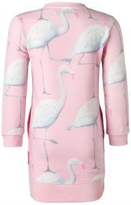 Meisjes peuter jurkjes noppies flamingo print tropical roze 2