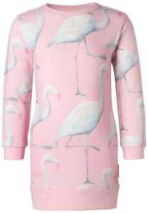 Meisjes peuter jurkjes noppies flamingo print tropical roze